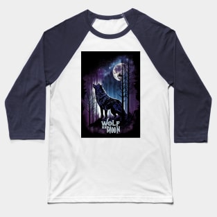 Wolf and Moon Baseball T-Shirt